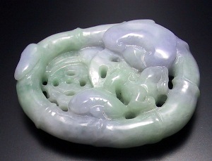画像: 翡翠ペンダントトップ（竹＆霊芝）